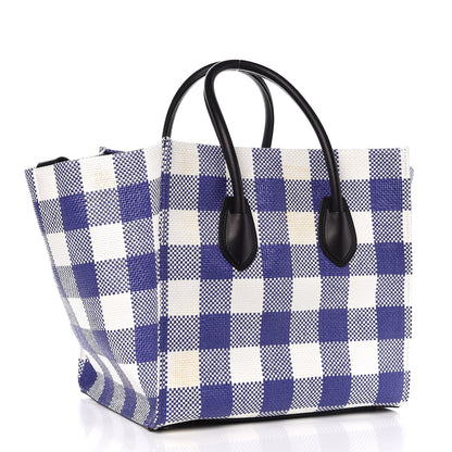 Celine Gingham Woven Medium Phantom Luggage Cobalt 2 of 9
