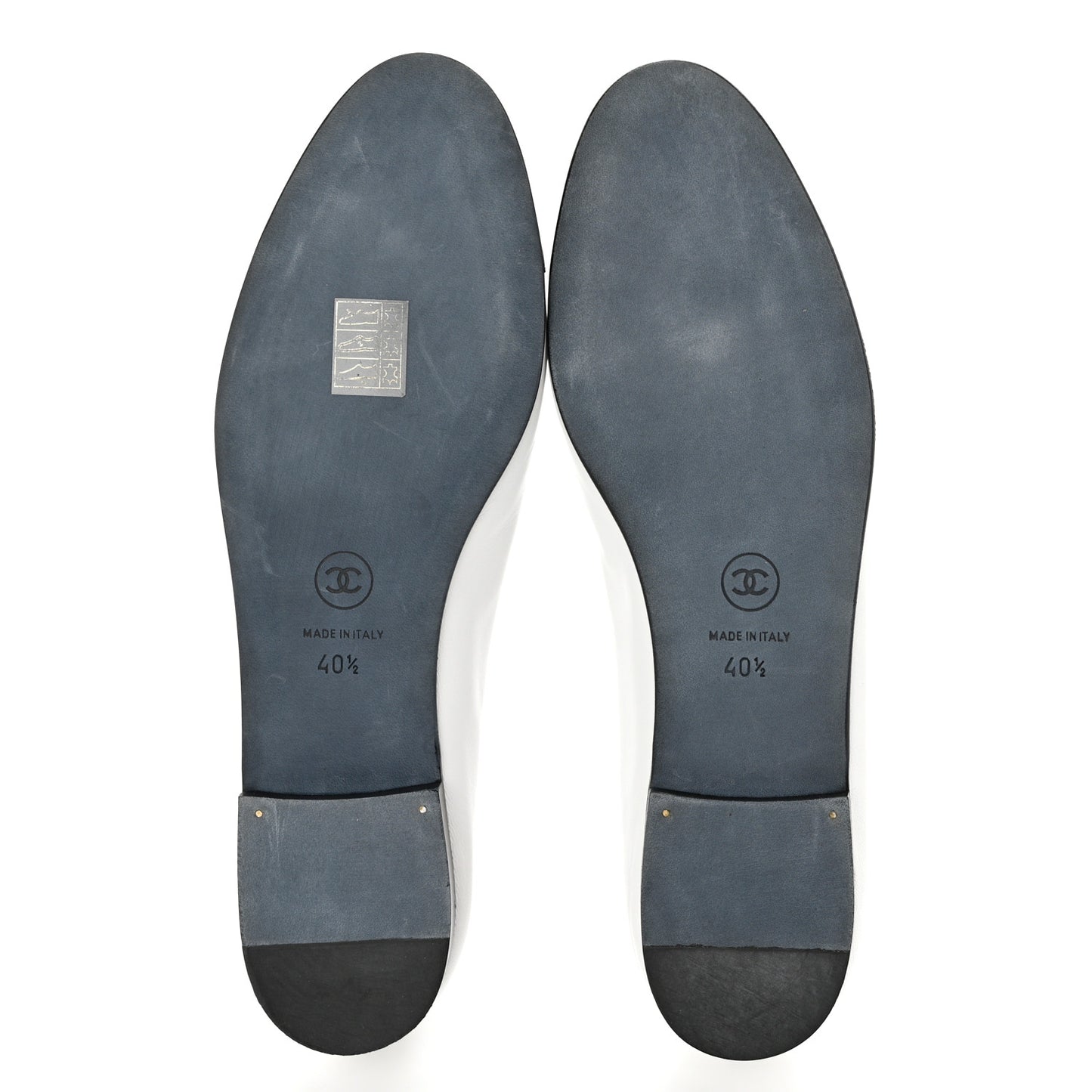Lambskin CC Cap Toe Ballerina Flats 40.5 White Black