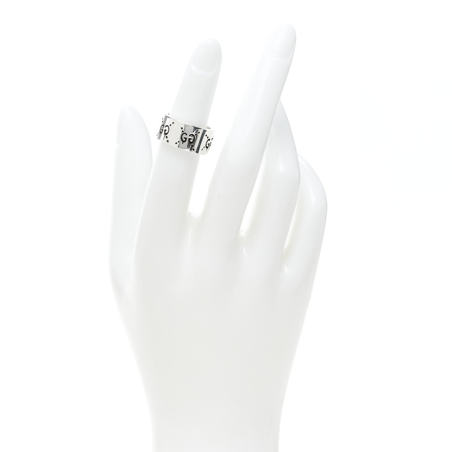 Gucci Sterling Silver GucciGhost Hamlet Skull Ring 48 4.5 2 of 5