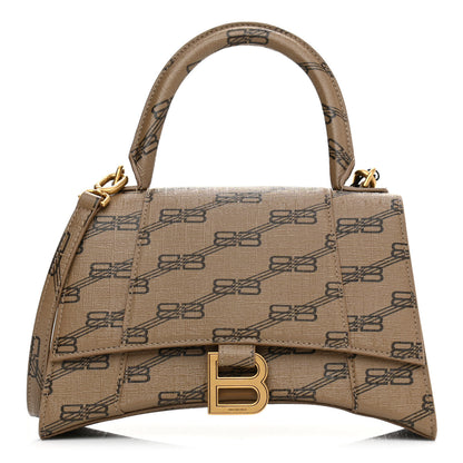 Balenciaga Coated Canvas BB Monogram Small Hourglass Top Handle Bag Beige Brown 1 of 10