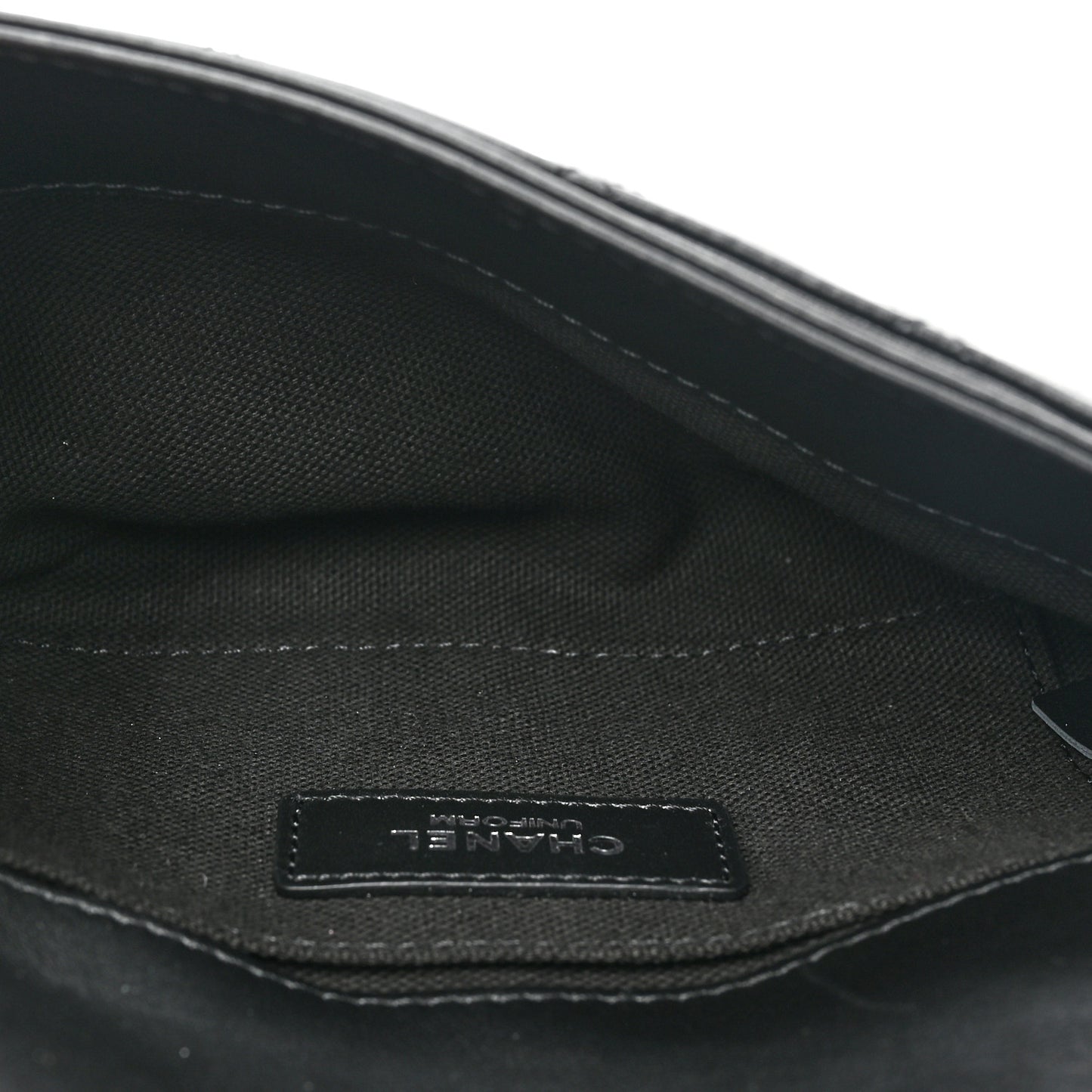 Calfskin Quilted CC Uniform Flap Belt Bag Black