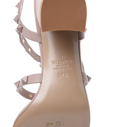 Valentino Garavani Calfskin Monochrome Rockstud 60mm City Sandals 37.5 Poudre 7 of 8