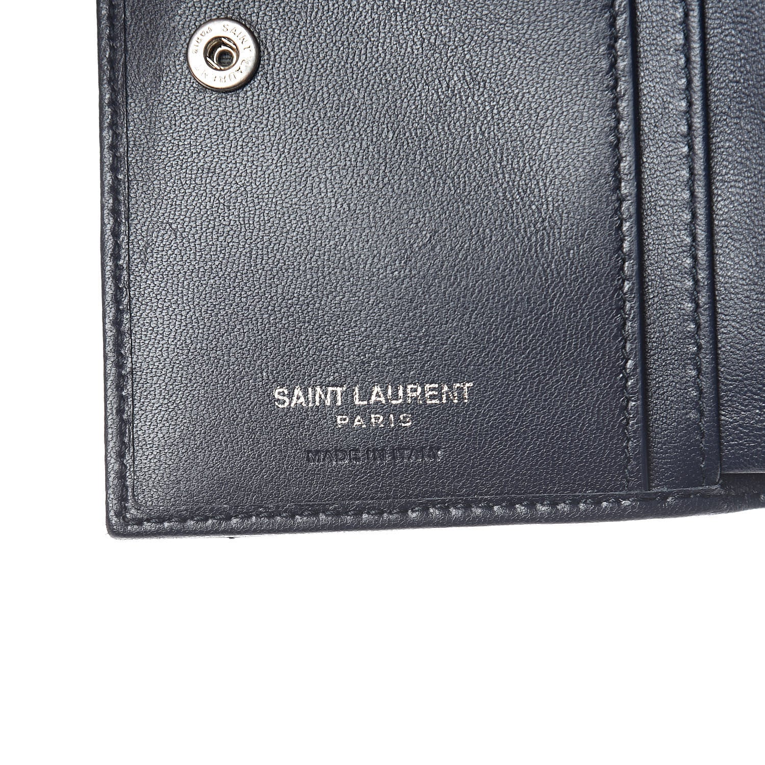 Saint Laurent Lambskin Y Quilted Monogram Compact Loulou Wallet Deep Marine 6 of 7