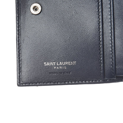 Saint Laurent Lambskin Y Quilted Monogram Compact Loulou Wallet Deep Marine 6 of 7