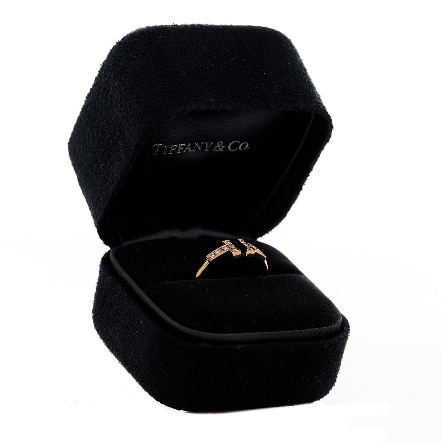 18K Rose Gold Diamond T Wire Ring 53 6.25