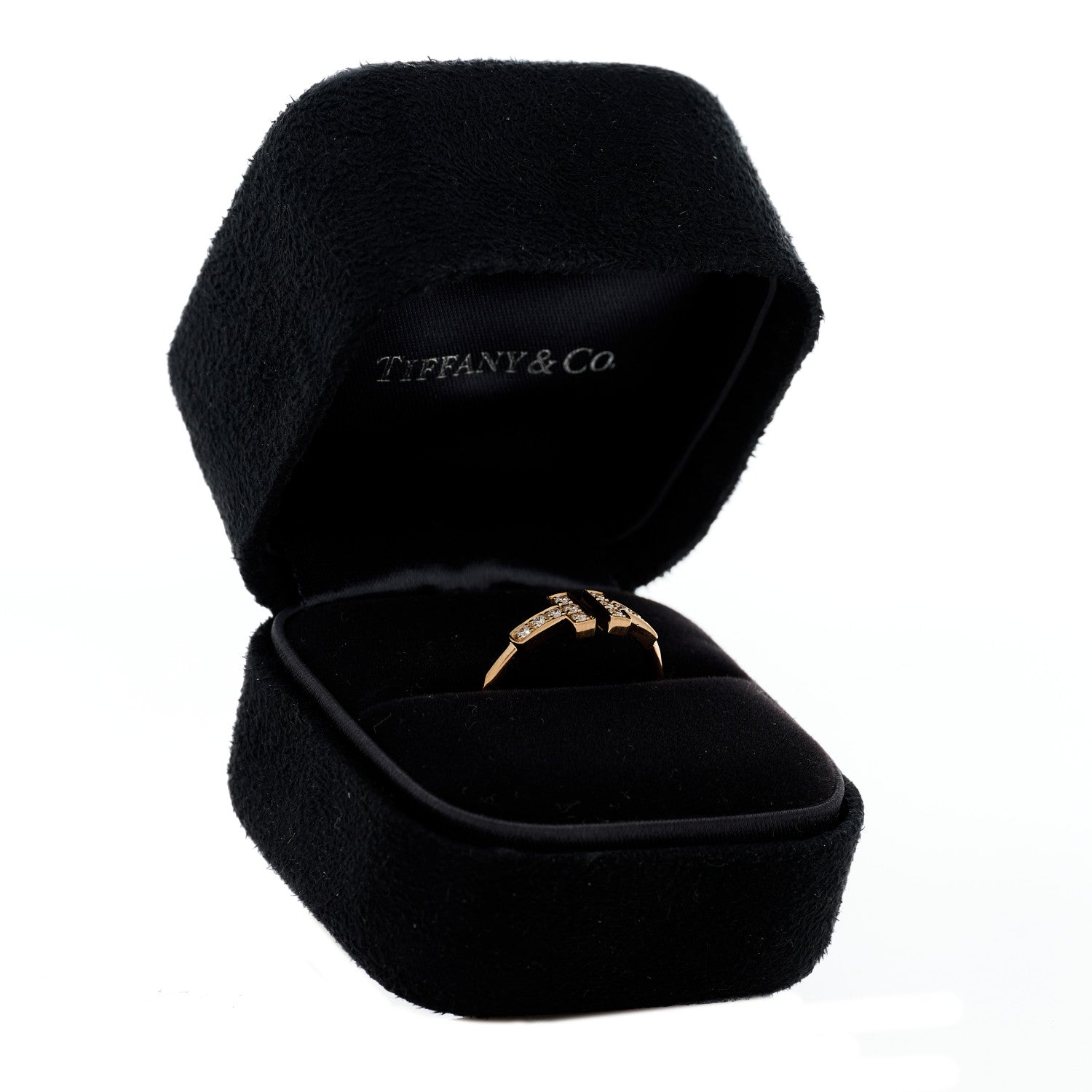 Tiffany 18K Rose Gold Diamond T Wire Ring 53 6.25 6 of 6