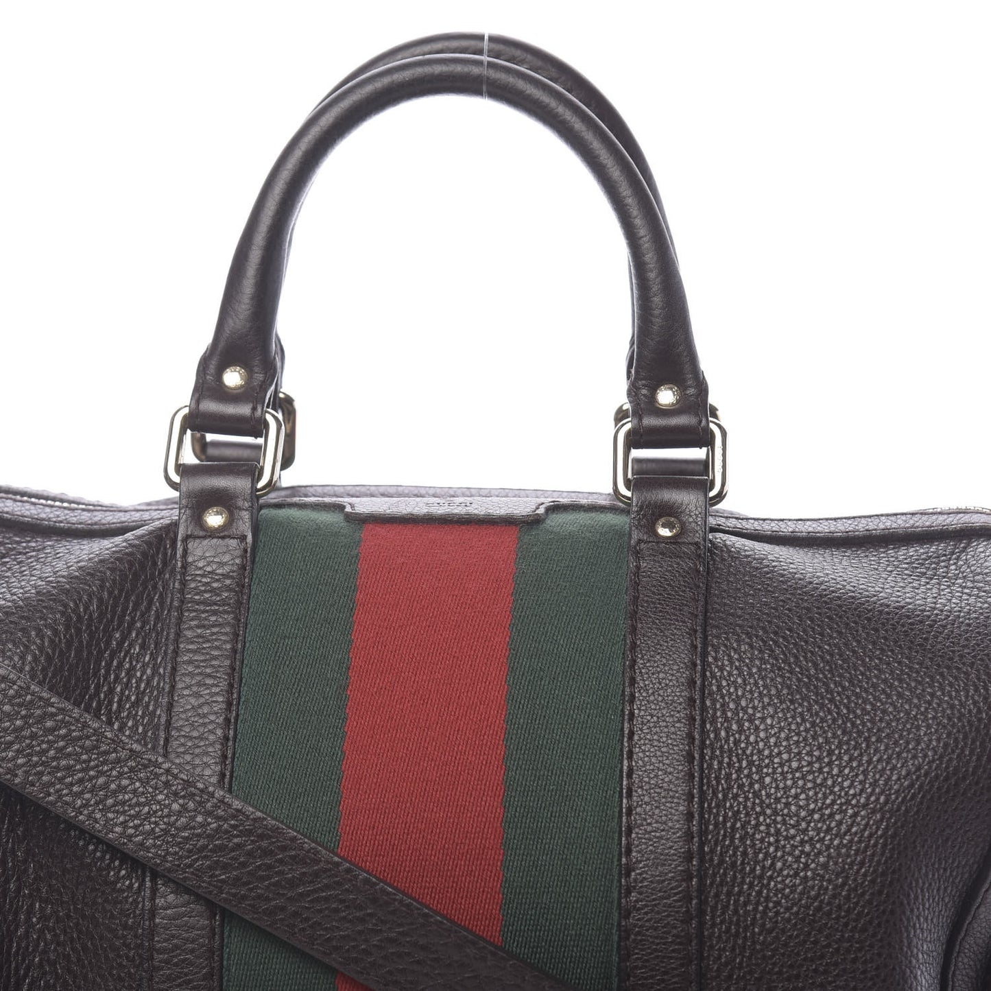 Calfskin Vintage Web Medium Boston Dark Brown