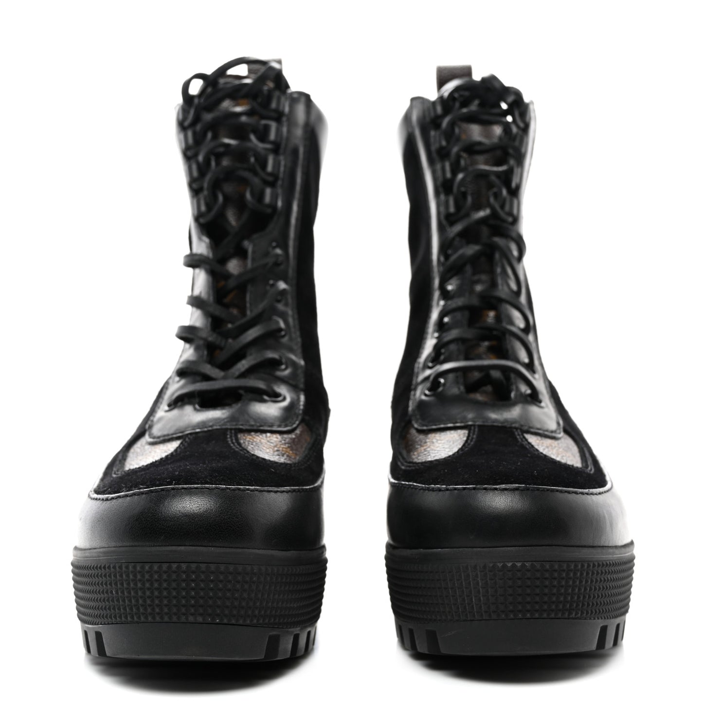 Suede Calfskin Monogram Laureate Platform Desert Boots 38 Black