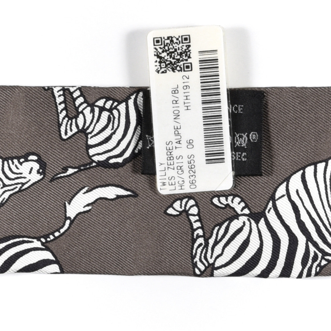 Hermes Silk Les Zebres Twilly Gris Taupe Black White 4 of 4