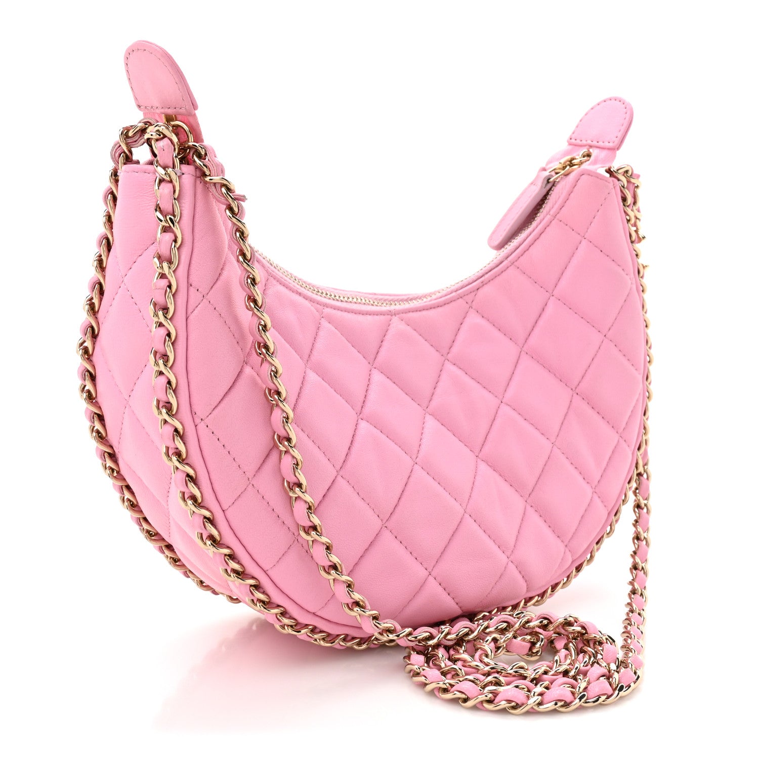 Chanel Lambskin Quilted Small Hobo Bag Pink 3 of 11