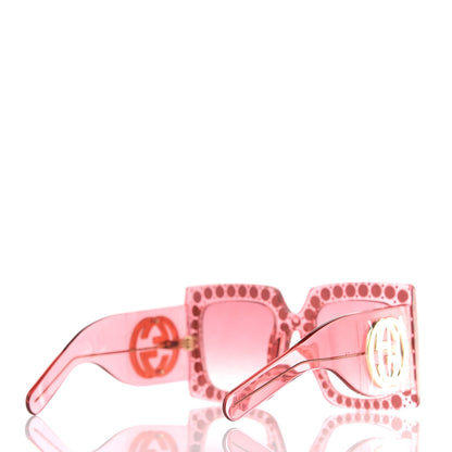 Gucci Acetate Crystal Oversize Sunglasses GG0145S Pink 4 of 7