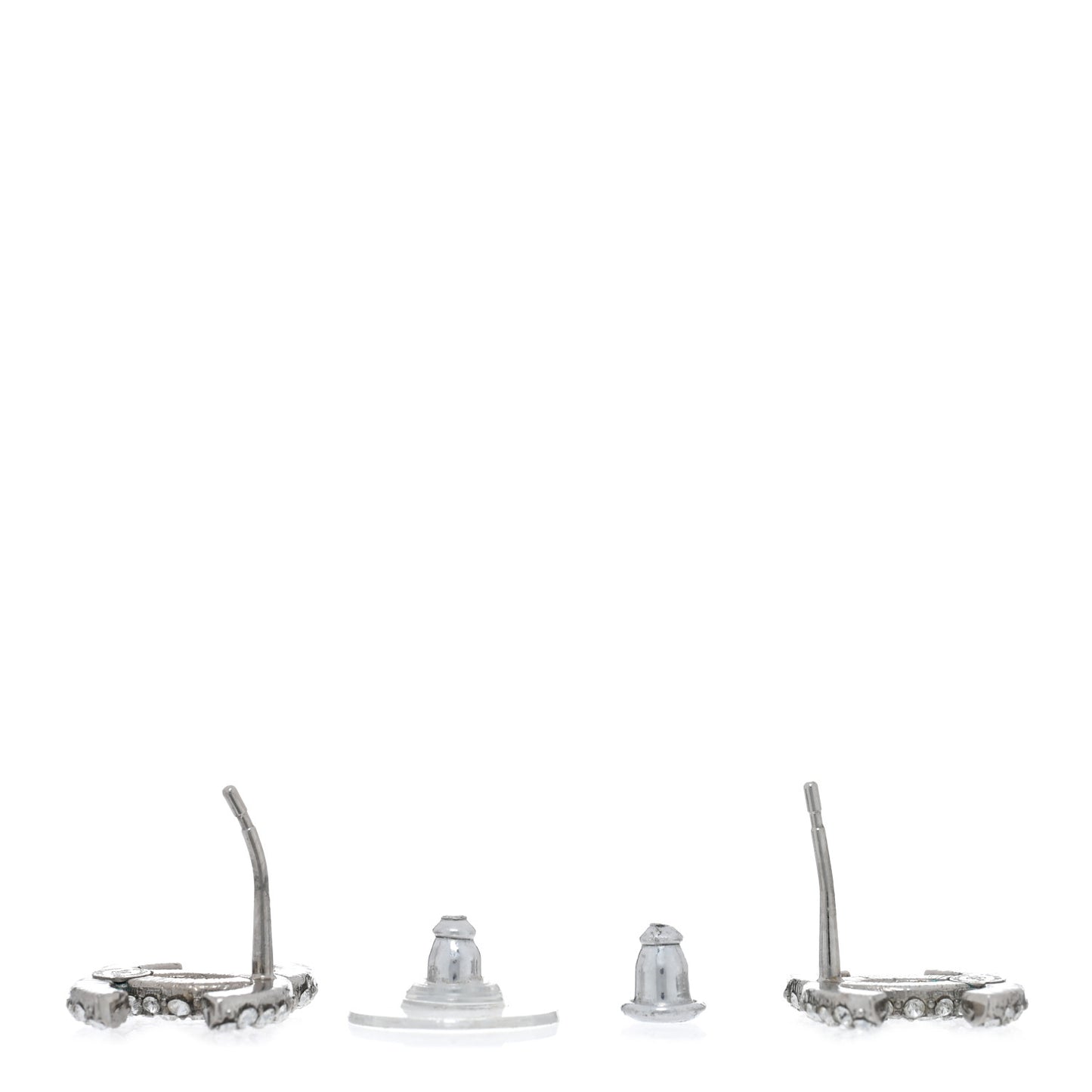 Crystal CC Treasure Chest Earrings Silver