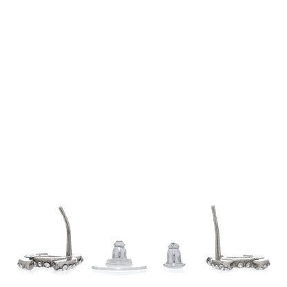 Chanel Crystal CC Treasure Chest Earrings Silver 3 of 5