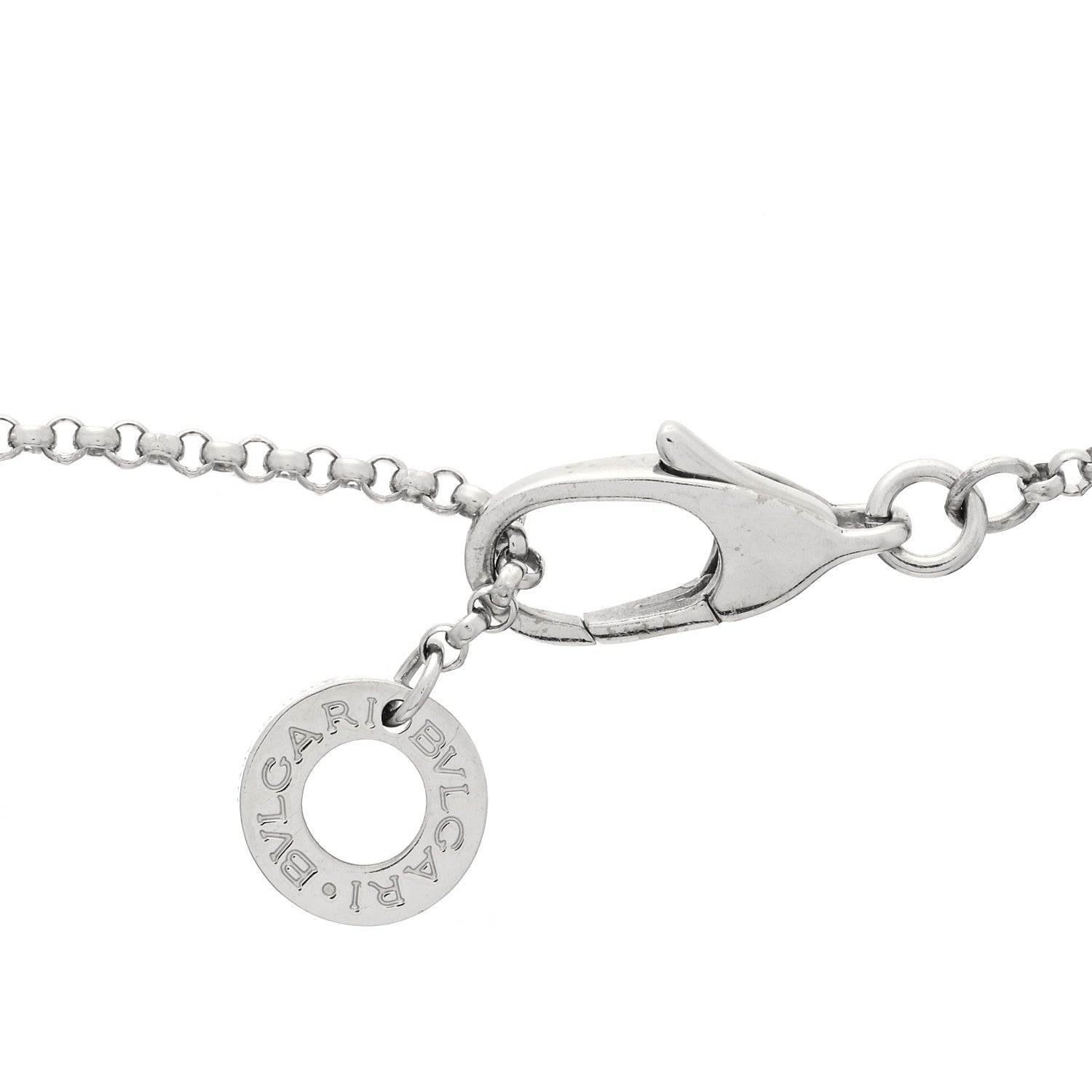 Bulgari 18K White Gold Diamond Small B.Zero1 Pave Pendant Necklace 4 of 7