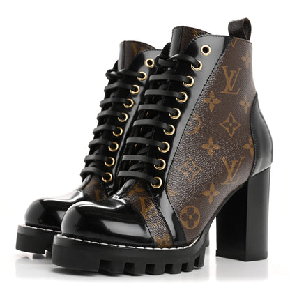 Louis Vuitton Patent Calfskin Monogram Star Trail Ankle Boots 35 Black 4 of 10