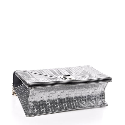 Christian Dior Metallic Patent Micro-Cannage Medium Diorama Flap Bag Silver 4 of 12