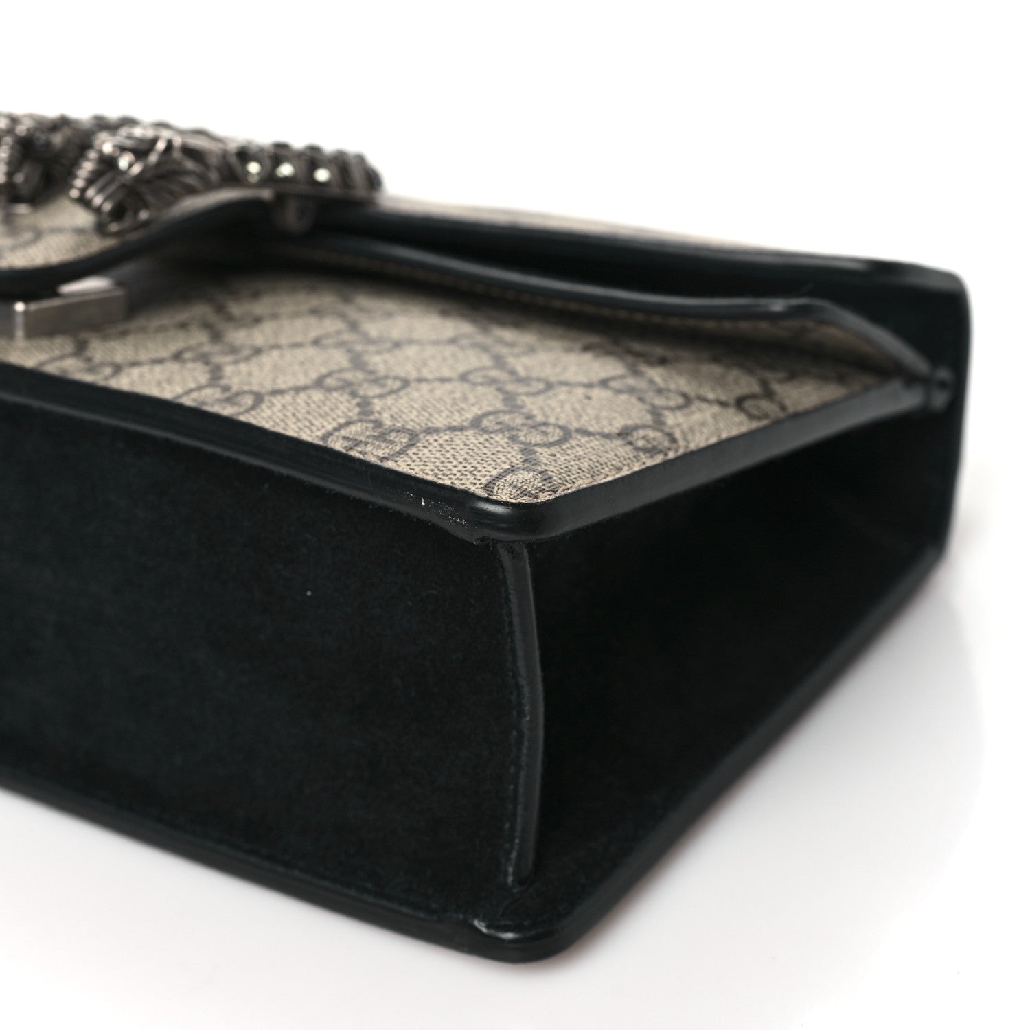 Gucci GG Supreme Monogram Suede Crystal Small Dionysus Shoulder Bag Beige Ebony Black 9 of 10