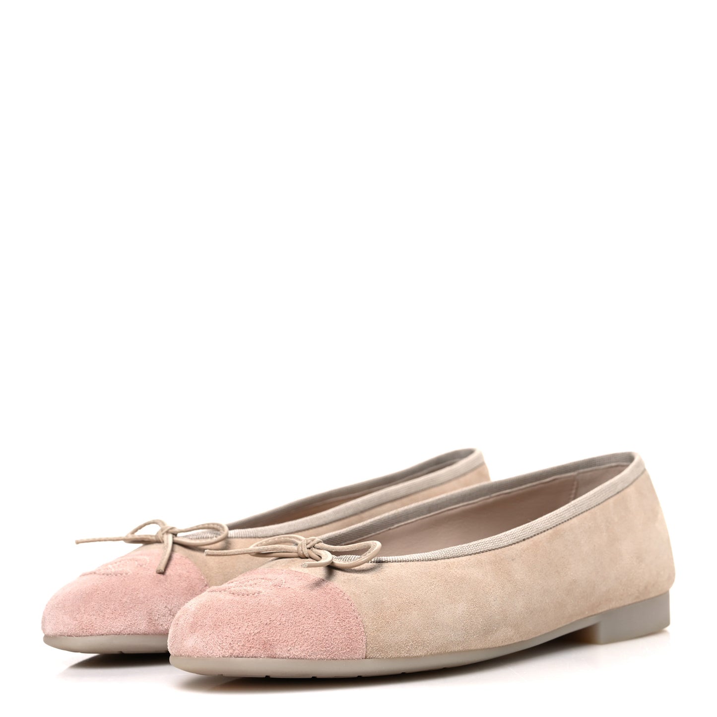 Suede Cap Toe CC Ballerina Flats 38.5 Beige Light Pink