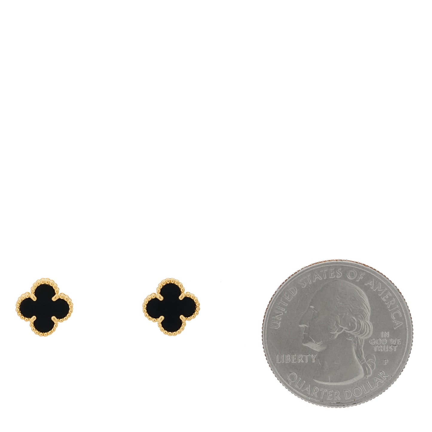 18K Yellow Gold Black Onyx Sweet Alhambra Earrings