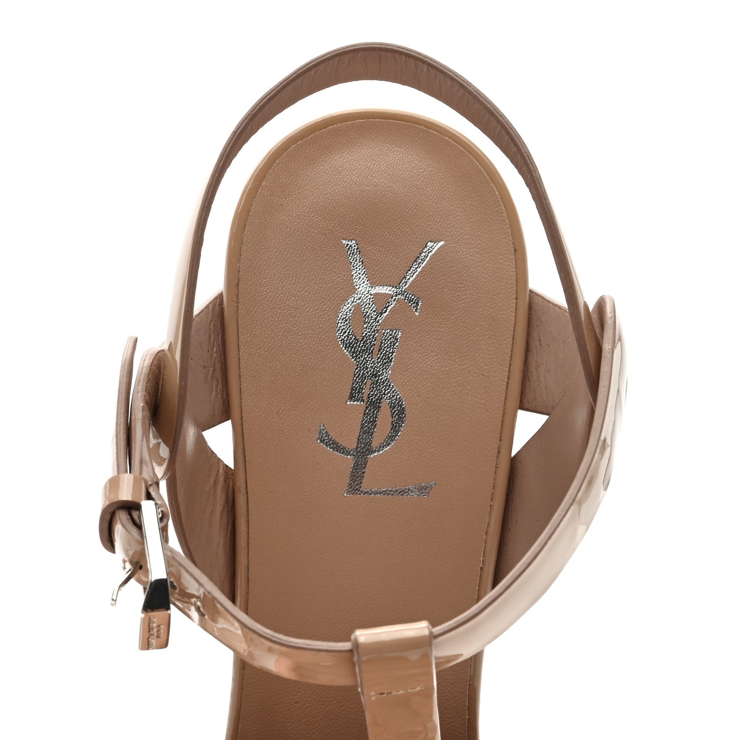 Saint Laurent Patent Tribute 105 Platform Sandals 38.5 Nude Powder 7 of 7