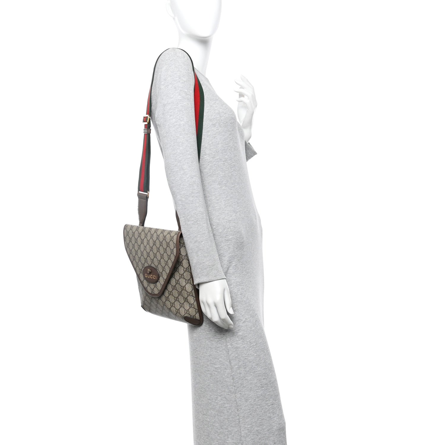 Gucci GG Supreme Monogram Web Medium Neo Vintage Flap Messenger Bag Beige New Acero 2 of 10