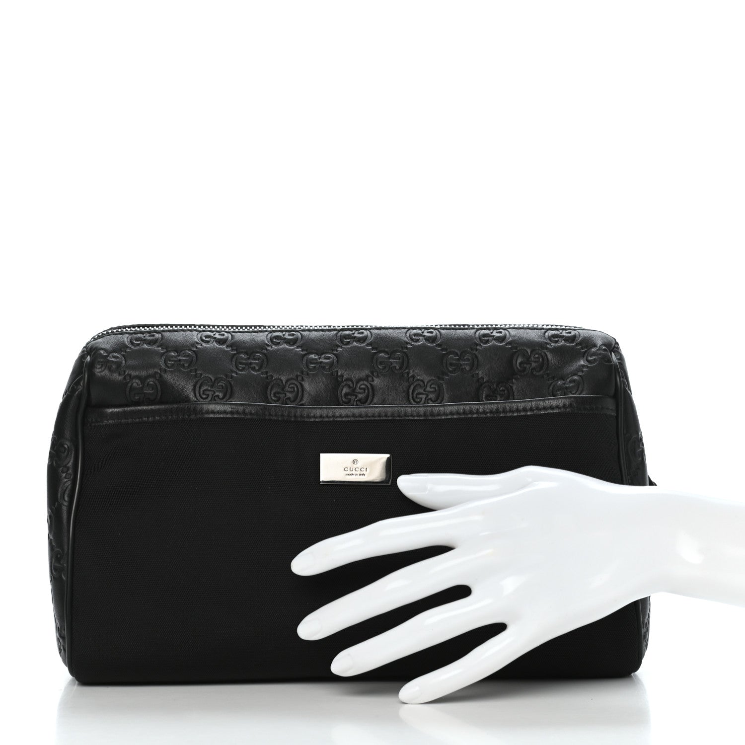 Gucci Nylon Guccissima Zip Top Pouch Black 2 of 8