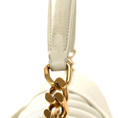 Saint Laurent Sheepskin Matelasse Chevron Monogram Large College Satchel Cream Soft 18 of 21