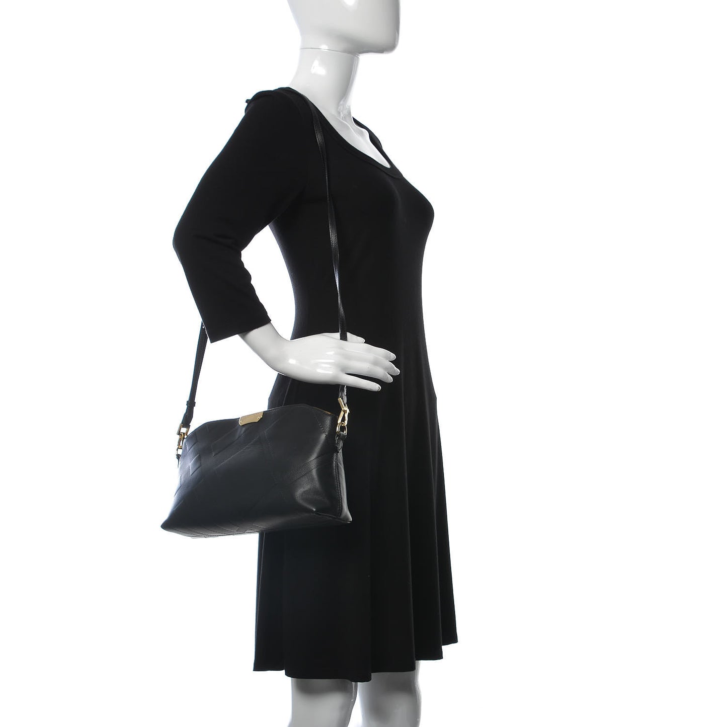 Calfskin Check Embossed Small Chichester Crossbody Clutch Bag Black