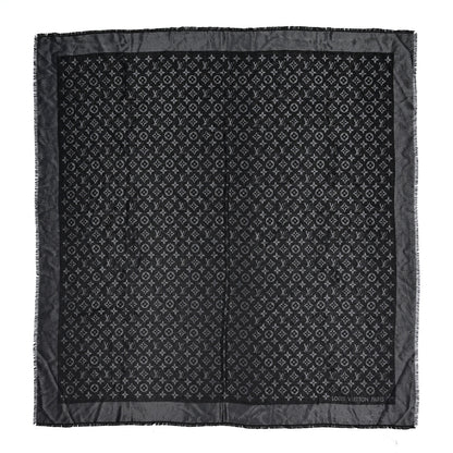 Louis Vuitton Silk Lurex Wool Monogram Shine Shawl Black 1 of 4