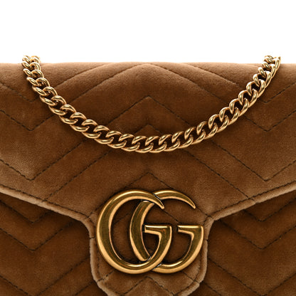 Gucci Velvet Matelasse GG Marmont Chain Wallet Taupe 8 of 11