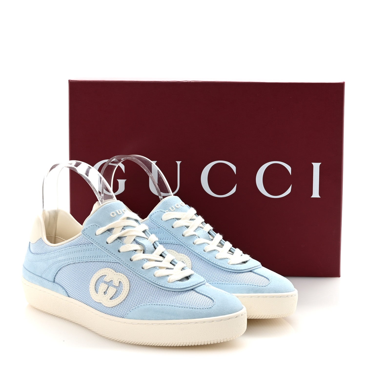 Gucci Suede Mesh Womens G75 Sneakers 38 Blue 10 of 10