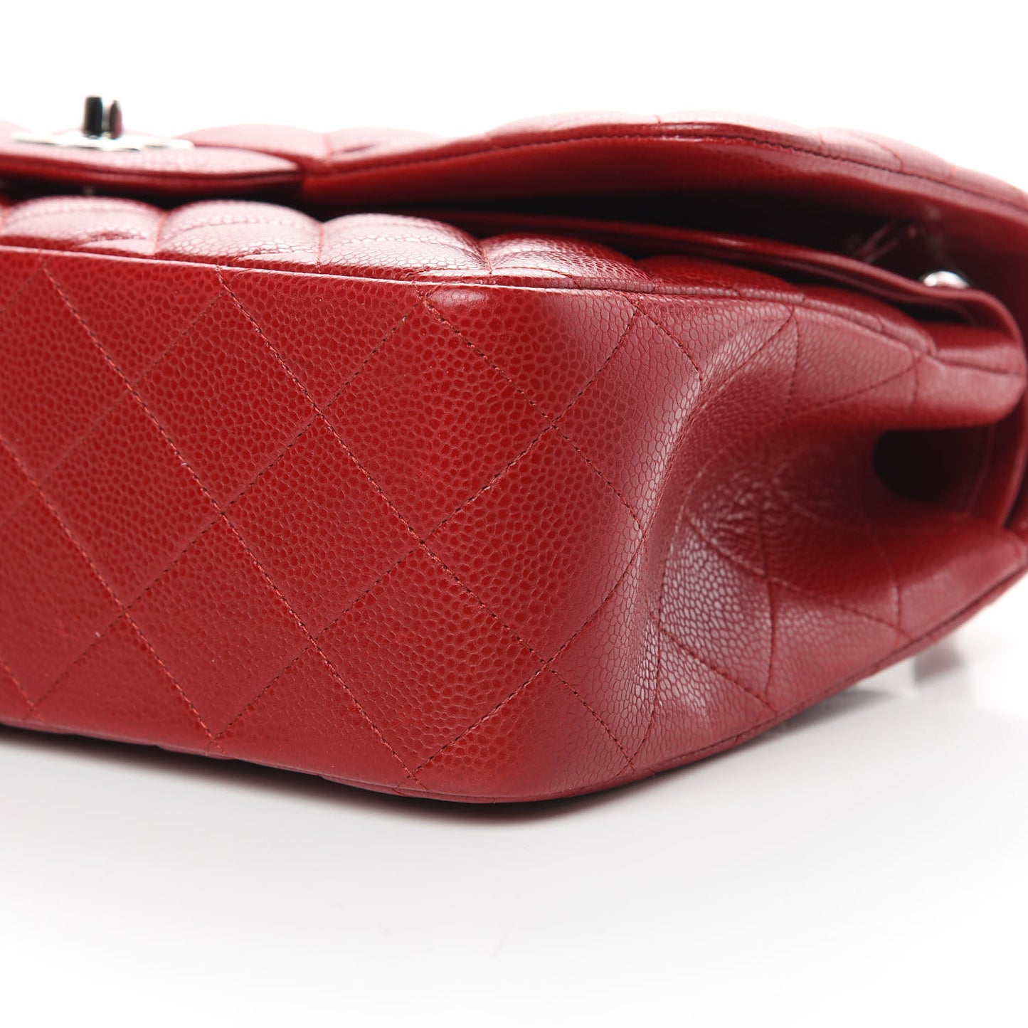 Caviar Quilted Jumbo Double Flap Red