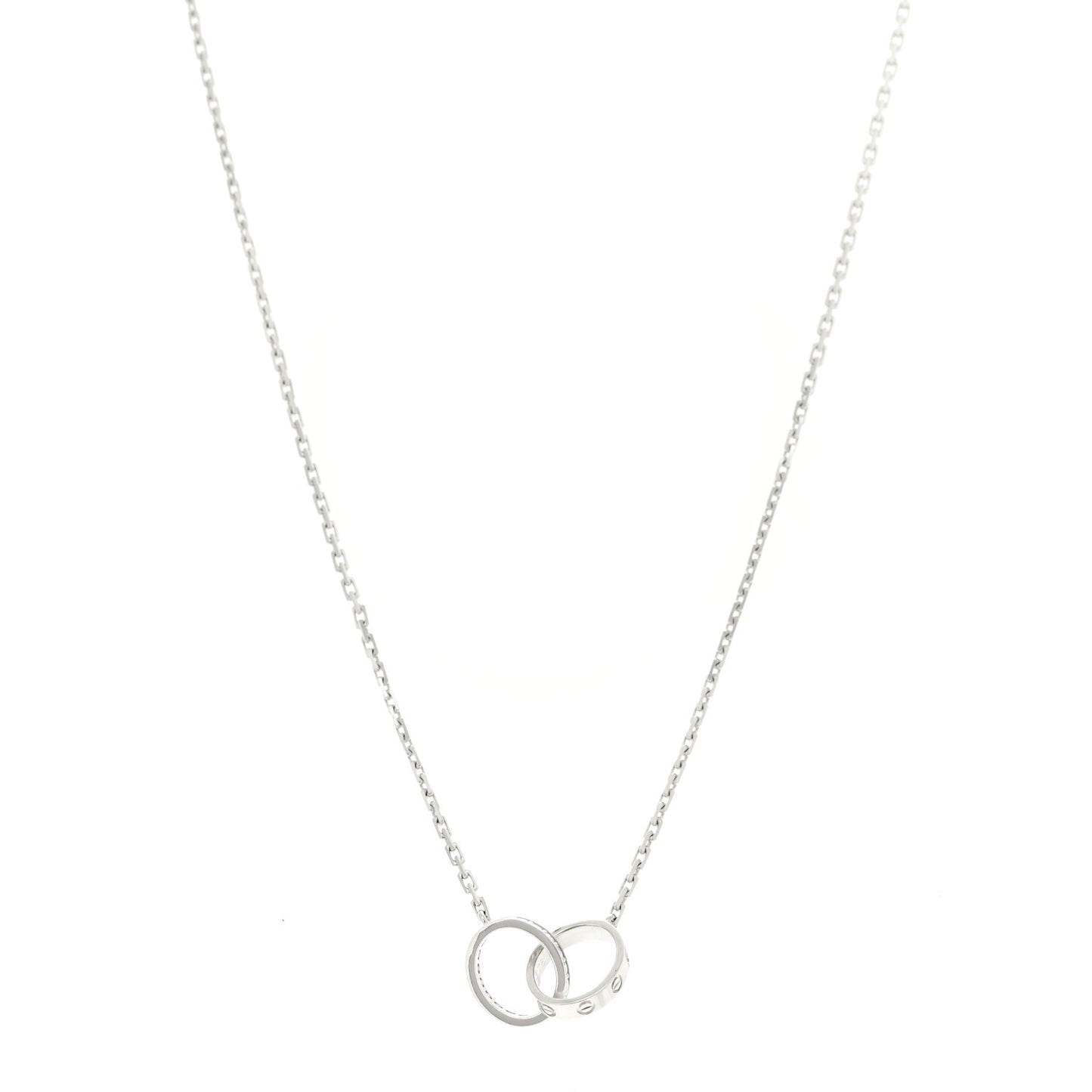 18K White Gold Diamond Interlocking LOVE Necklace