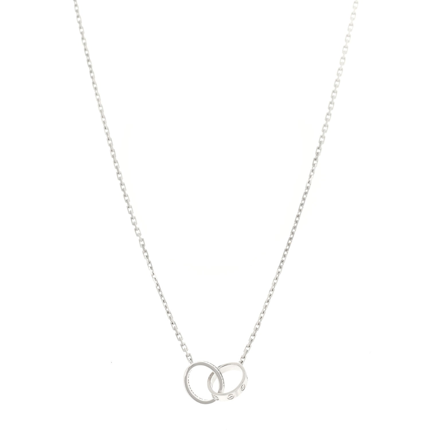 Cartier 18K White Gold Diamond Interlocking LOVE Necklace 1 of 6
