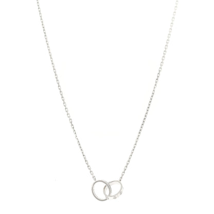 Cartier 18K White Gold Diamond Interlocking LOVE Necklace 1 of 6