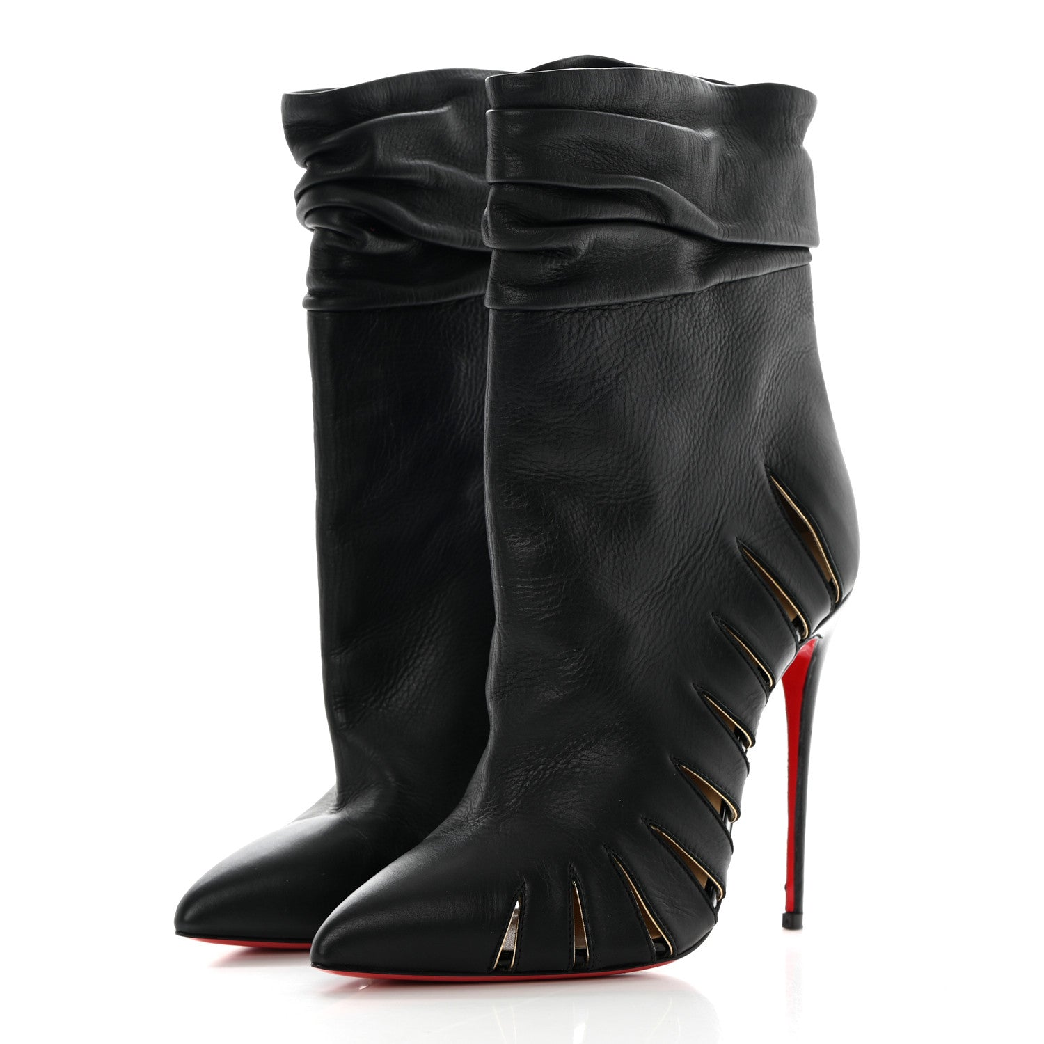Christian Louboutin Calfskin Chiffon Fontabooty 120 Ankle Booties 38 Black 3 of 14