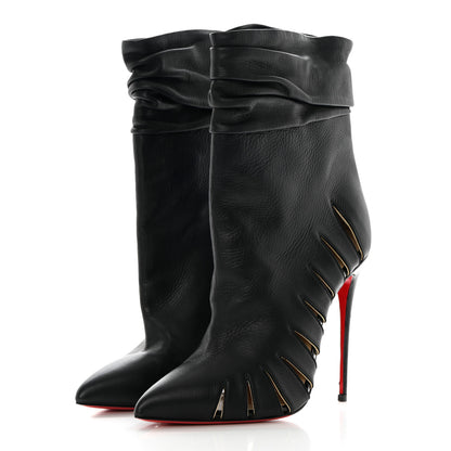 Christian Louboutin Calfskin Chiffon Fontabooty 120 Ankle Booties 38 Black 3 of 14