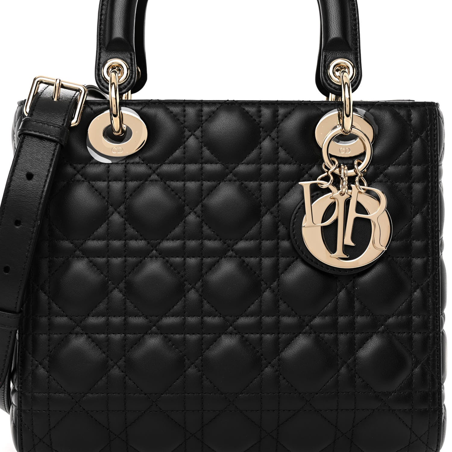 Christian Dior Lambskin Cannage Medium Lady Dior Black 7 of 9