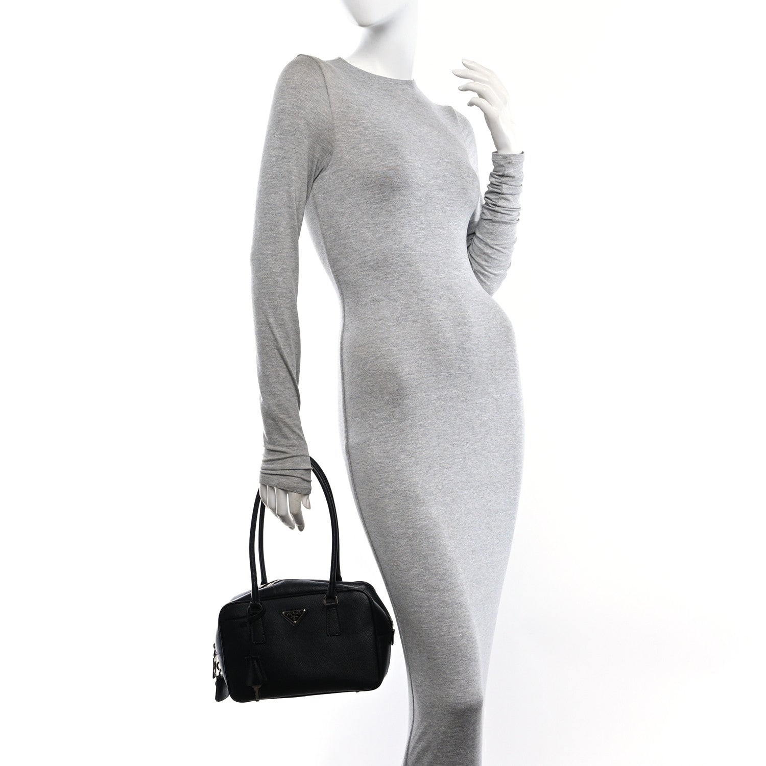 Prada Saffiano Vitello Bauletto Black 2 of 10