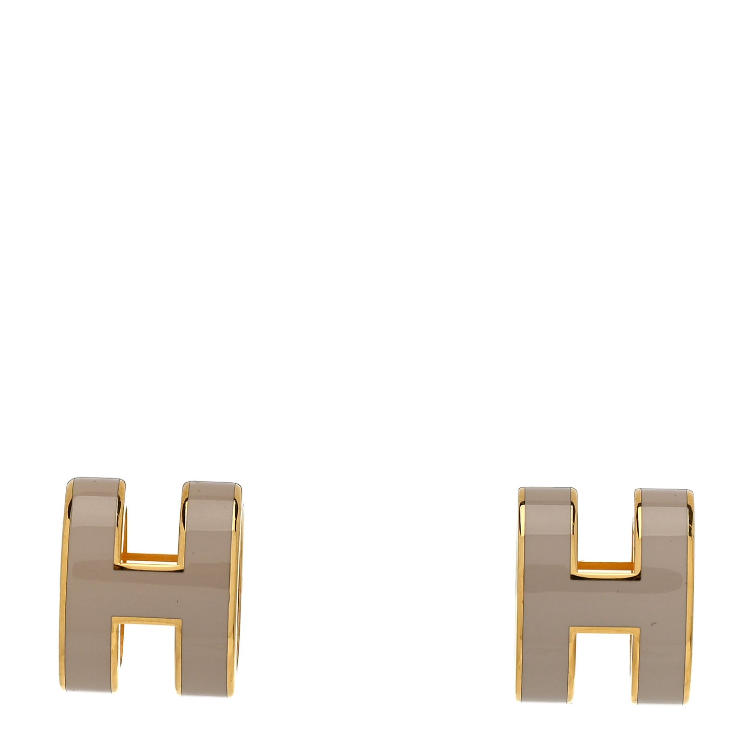 Gold Lacquered Mini Pop H Earrings Marron Glace