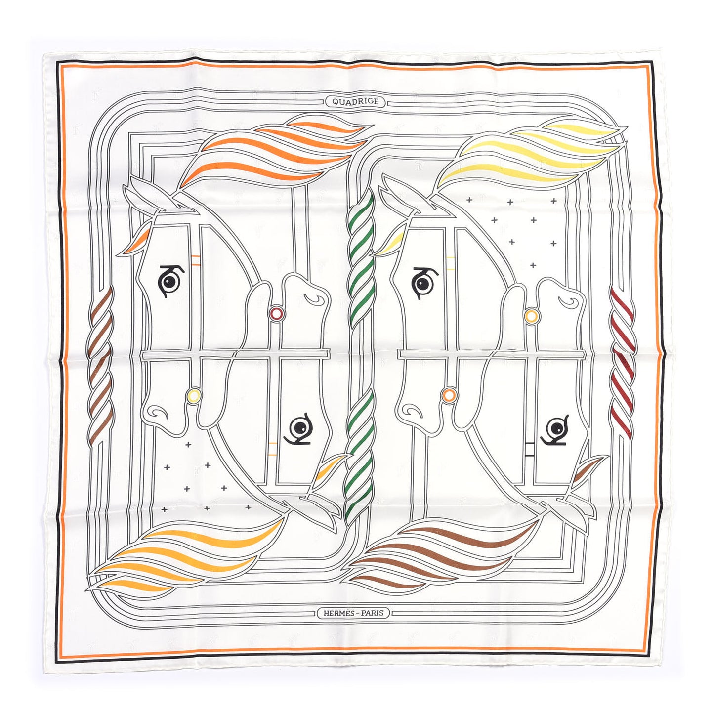 Silk Quadrige Scarf 90 White Banane Chocolat