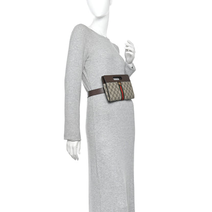 Gucci GG Supreme Monogram Textured Dollar Calfskin Web Ophidia Slip Handle Belt Bag 90 36 Beige Ebony New Acero 2 of 11