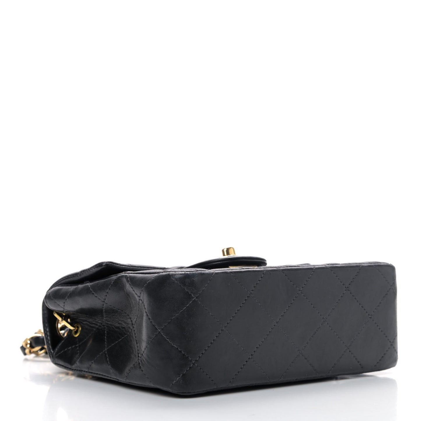 Lambskin Quilted Mini Square Flap Black