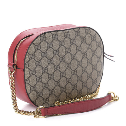 Gucci GG Supreme Monogram Kingsnake Heart Embroidered Mini Chain Shoulder Bag Beige Hibiscus Red 3 of 10