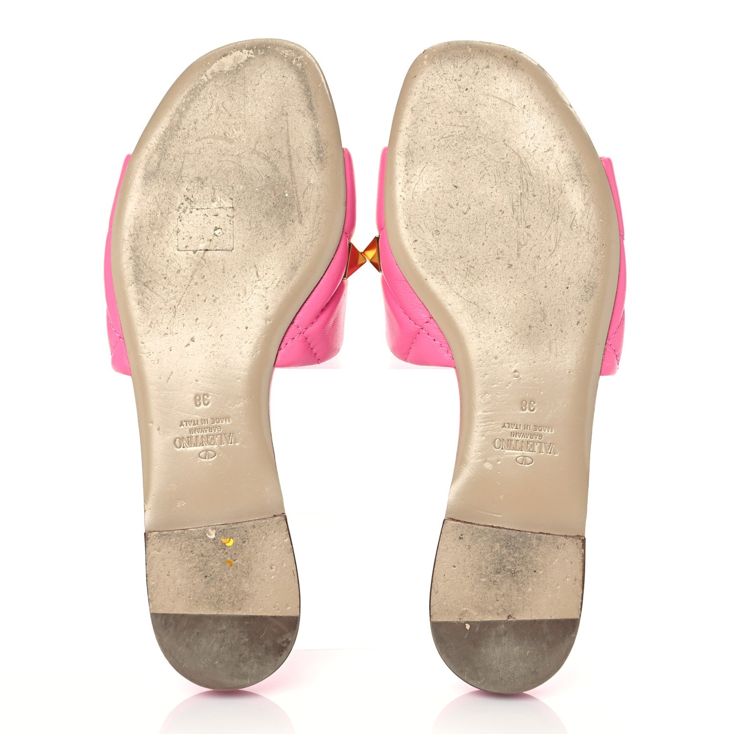Nappa Roman Stud Flat Slide Sandals 38 Feminine Pink