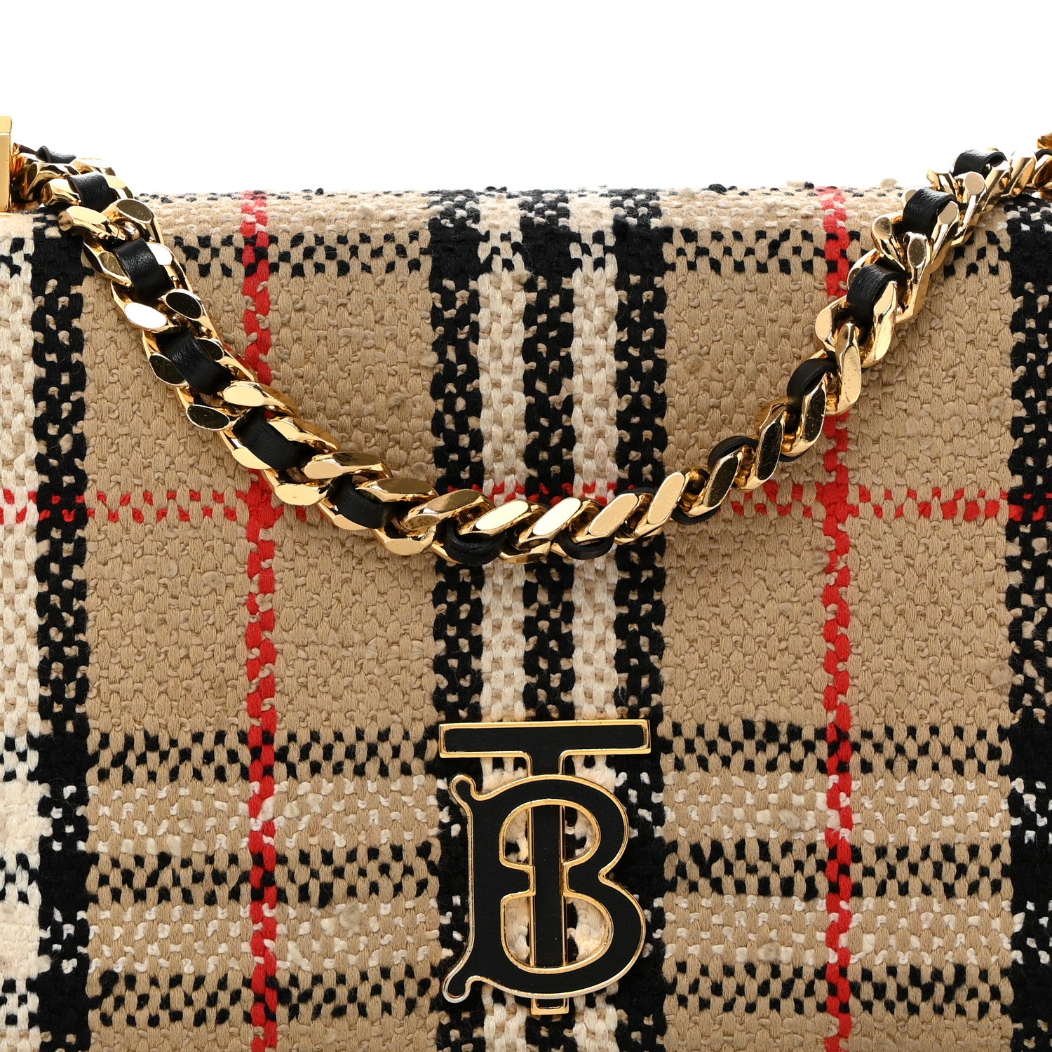 Burberry Calfskin Boucle Check Small Lola Chain Bag Archive Beige 8 of 10