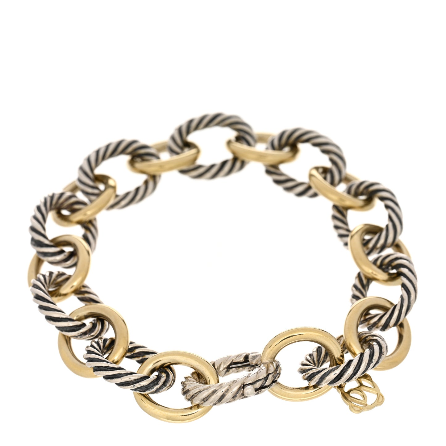 Sterling Silver 18K Yellow Gold 12mm Large Oval Link Bracelet