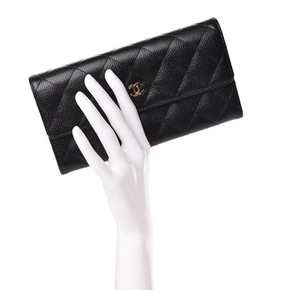 Chanel Caviar Quilted Large Gusset Flap Wallet Black 2 of 9