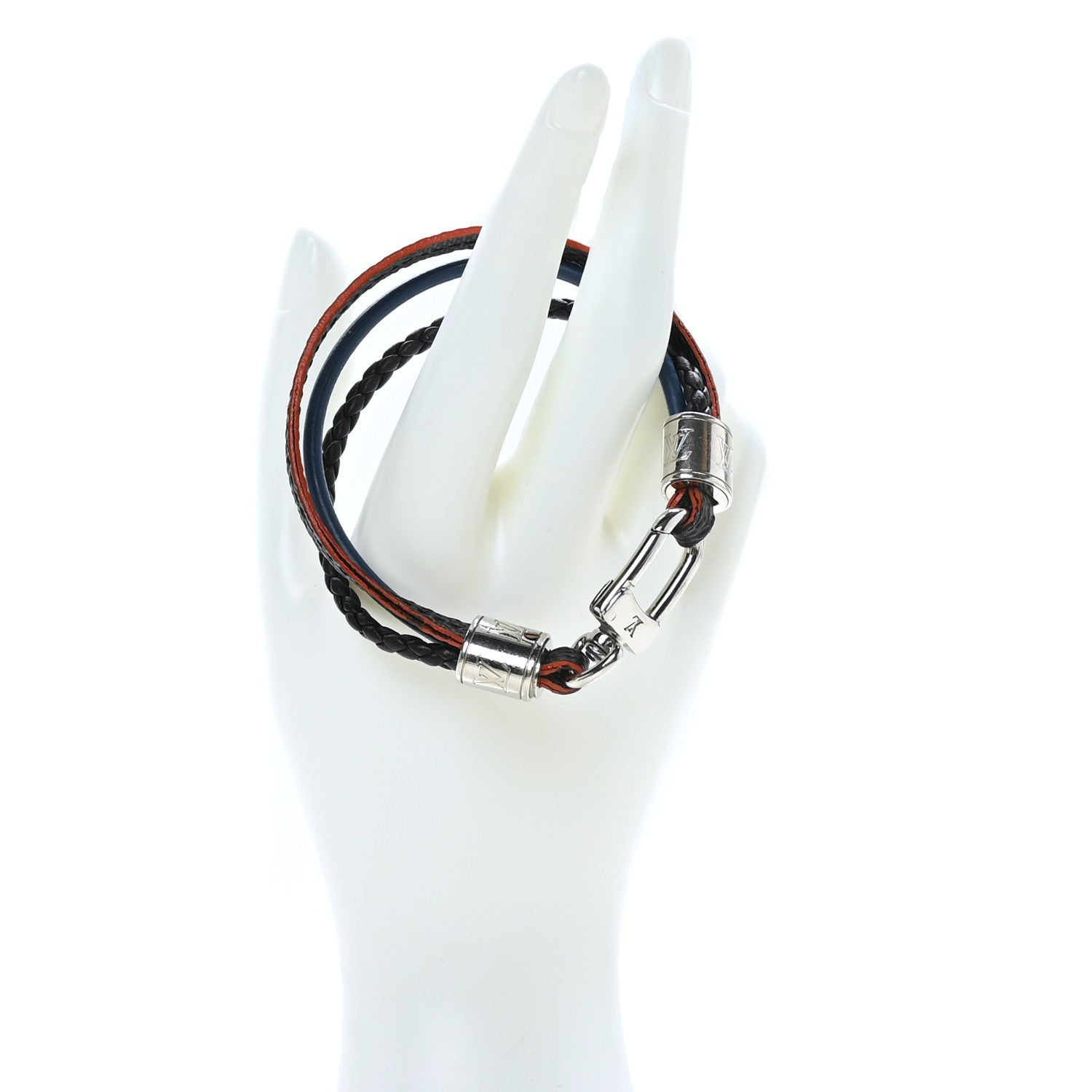 Louis Vuitton Damier Graphite LV Treble Bracelet 19 Navy 2 of 5