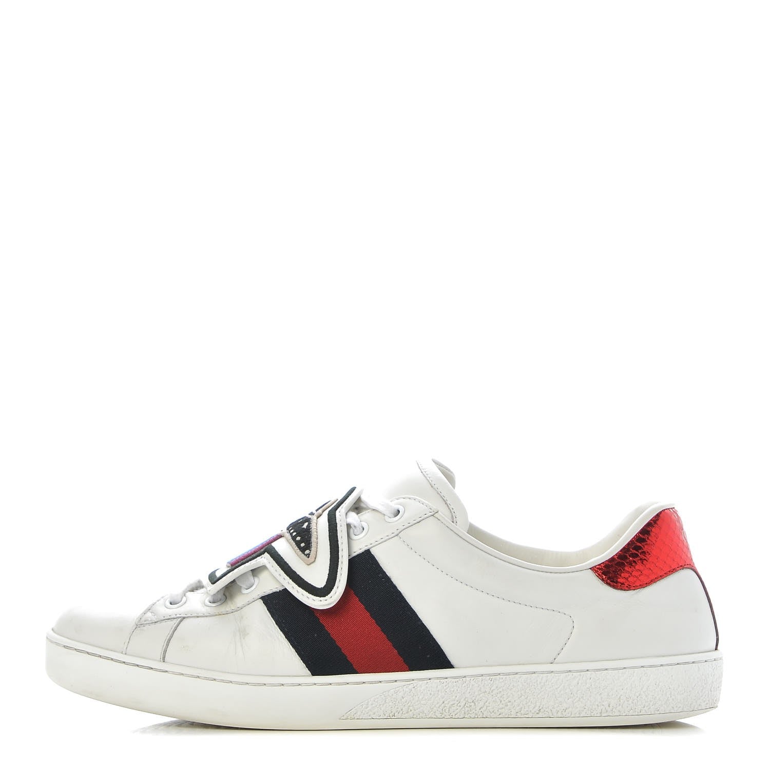 Gucci Calfskin Ayers Web UFO Dragon Embroidered Mens Ace Sneakers 9 White 1 of 13